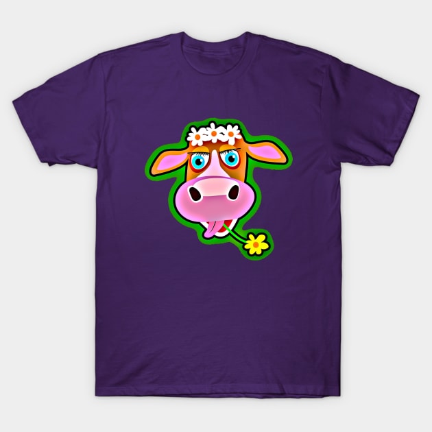 Cute Cow with Bohemian Flower Crown T-Shirt by PatrioTEEism